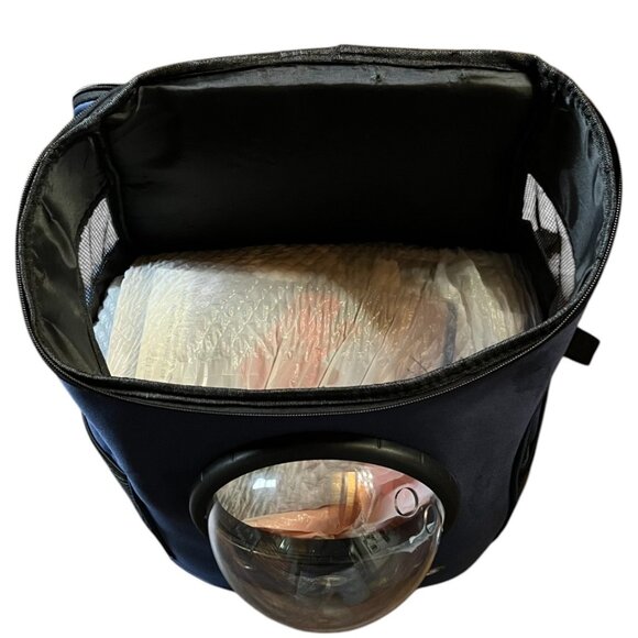 Navy Cat Bubble Backpack Cat Carrier, Polyester & Mesh w/Air Holes, 17"x14” - Picture 4 of 15